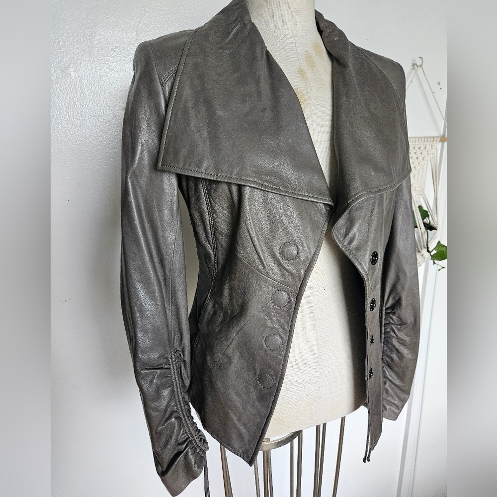 Danier leather draped avantgarde  jacket.